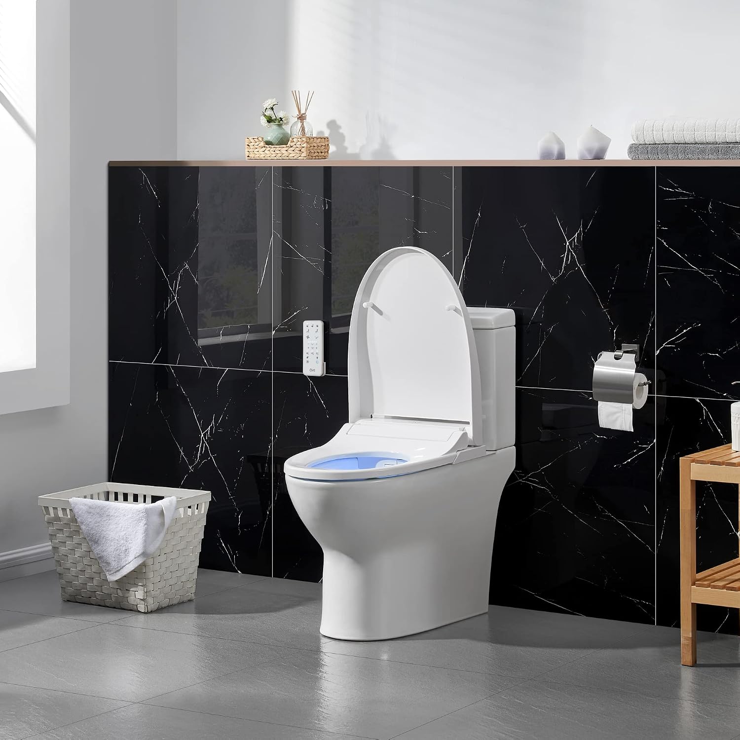 OVE Decors Wilma Smart Toilet with Integrated Bidet Seat, Heated Seat with Auto Flush and Warm Water and Multi Function Remote Control, White