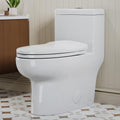HOROW Compact One Piece Toilet, Dual Flush Elongated Toilet with Soft Close Seat, High-Efficiency Supply, Standard Bathroom Toilet 10' Rough-In, White Finish