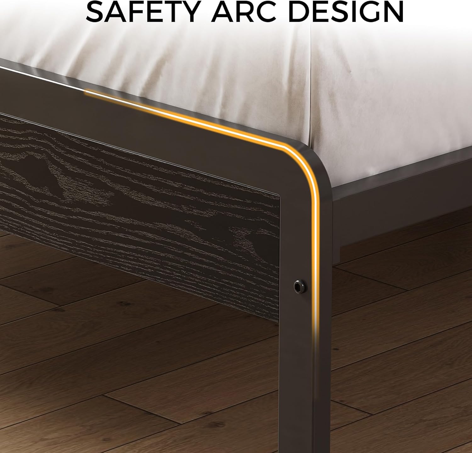 LIKIMIO California King Bed Frame with Headboard, Dark Wood Camas California King with Strong Supports, Sturdy, Noise-Free, No Box Spring Needed, Black