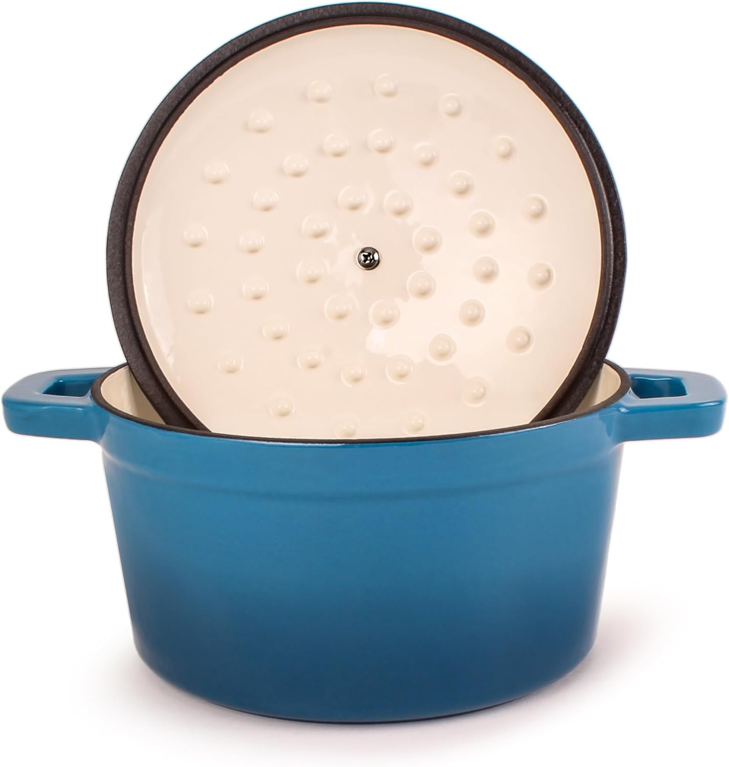 BergHOFF 3Pc Neo Enameled Cast Iron Cookware Set, 3qt. Dutch Oven, Matching Lid, Square Grill Pan 11 Inches, Oven Safe Up To 400°F, Blue