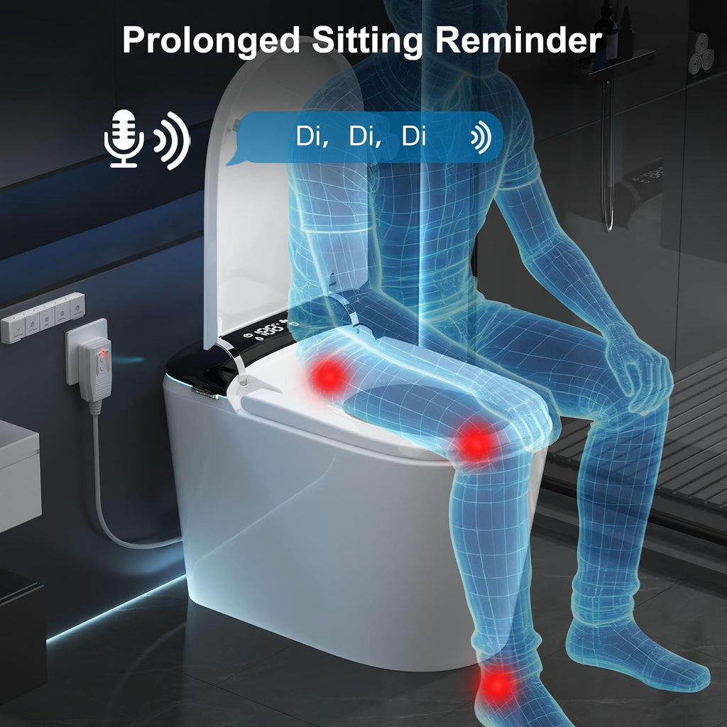 Smart Bidet Toilet with Tank, Foam Shield, Dual Auto Flush, Manual Soft-Close Lid&Seat, Foot Sensor, Electric Modern One Piece Toilets for Bathroom with Siphon Dual Flush 0.8/1.2 GPF