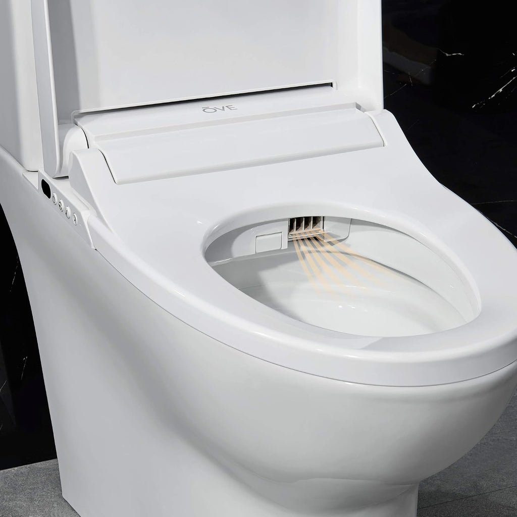 OVE Decors Wilma Smart Toilet with Integrated Bidet Seat, Heated Seat with Auto Flush and Warm Water and Multi Function Remote Control, White