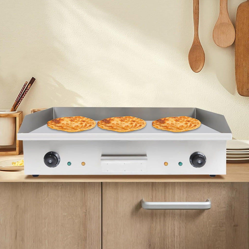 28'Commercial Electric Griddle, 3000W Countertop Flat Top Griddle, 110V Non-Stick Commercial Restaurant Grill Stainless Steel Body, 122-572℉ Adjustable Temp Control for Restaurant Kitchen