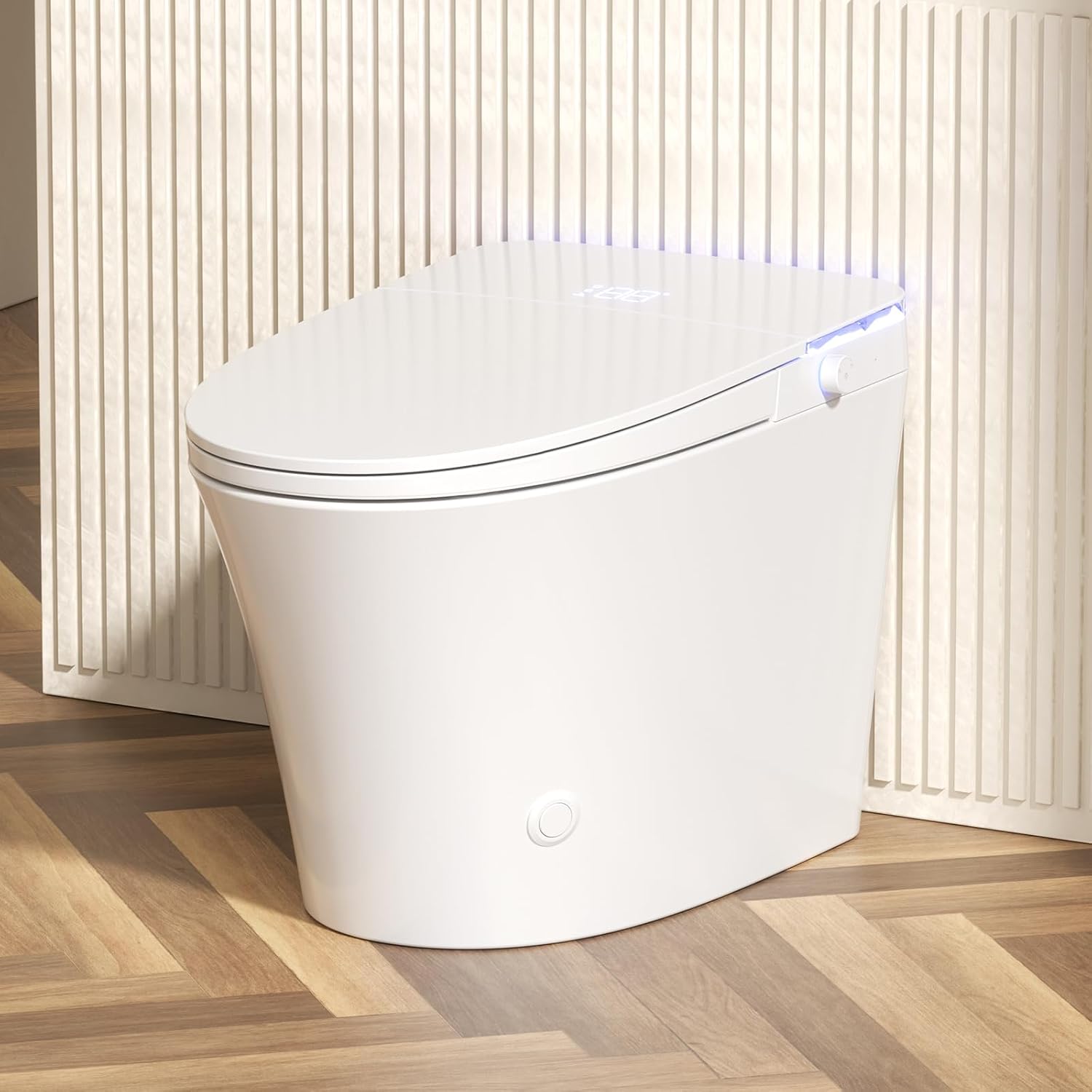 Smart Toilet with Bidet Bulit in, Auto Open/Close Lid, ADA Comfort Height Heated Seat, Dryer, Night Light, Foam Shield, Dual Auto Flush, Foot Sensor, Modern Elongated One-Piece Toilet