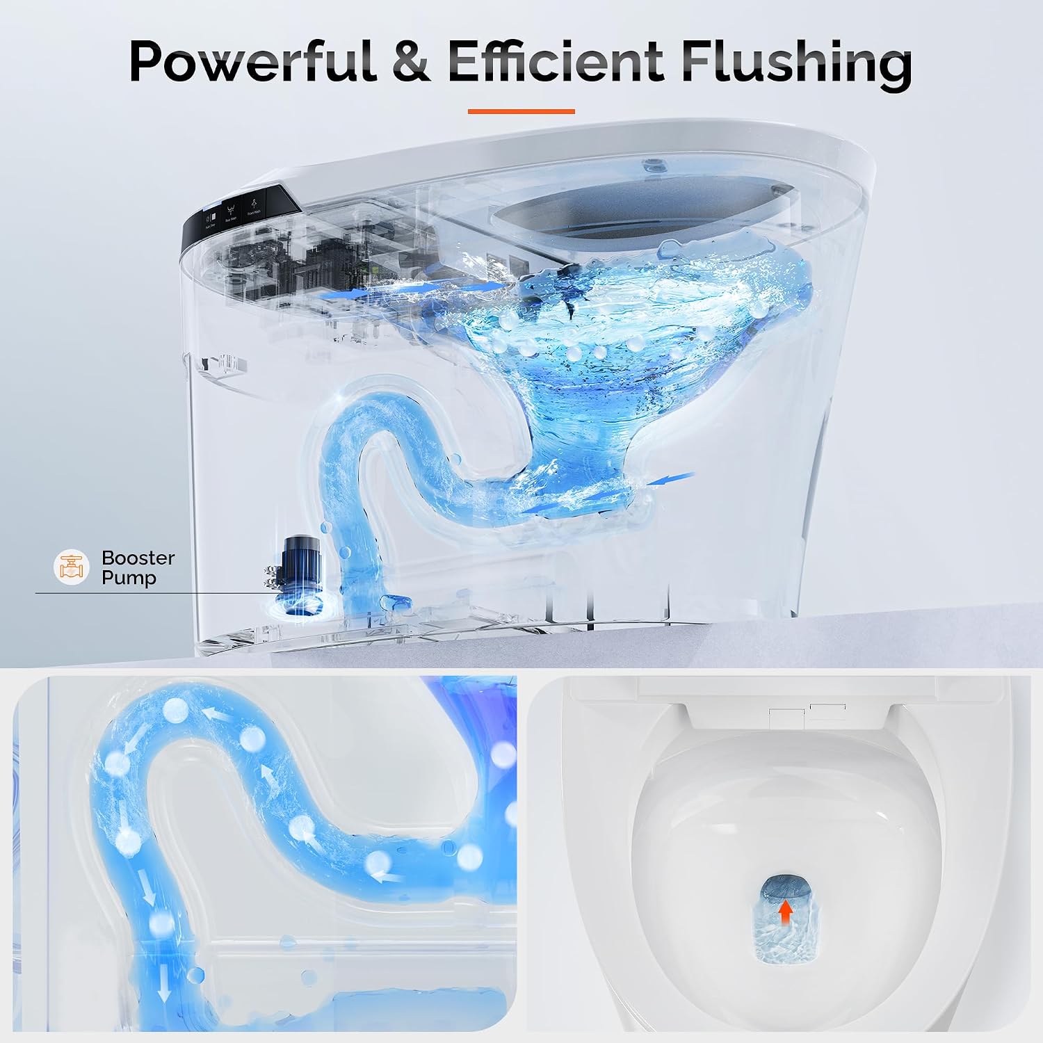 Smart Toilet with Bidet Built In, Luxury Bidet Toilet for Modern Bathrooms, Auto Open/ Close Lid, Heated Seat, Auto Flush, Warm Water Wash, Air Dryer, Deodorizer, Booster Pump Assisted Y001ZP