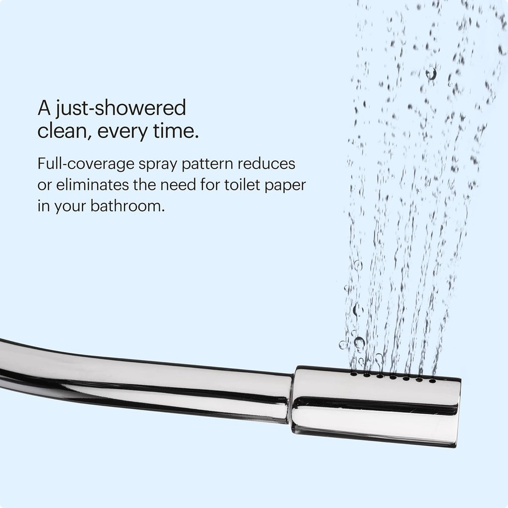 Brondell SMB-25 Side Mounted Manual Bidet Attachment for Toilet Seats with Adjustable Sprayer and Water Pressure, Thin Profile, Chrome (Dual Temperature), X-Large