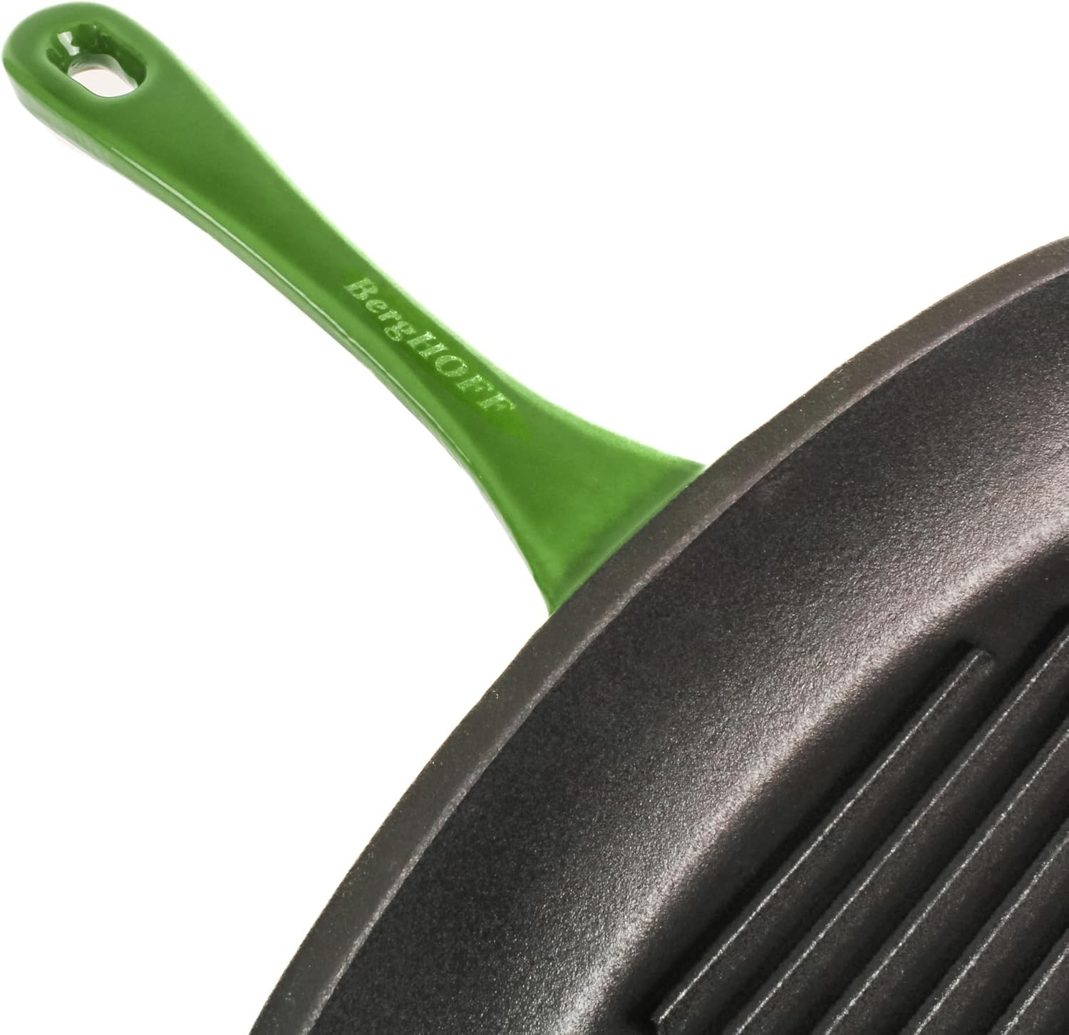 BergHOFF 3Pc Neo Enameled Cast Iron Cookware Set, 3qt. Dutch Oven, Matching Lid, Square Grill Pan 11 Inches, Oven Safe Up To 400°F, Green