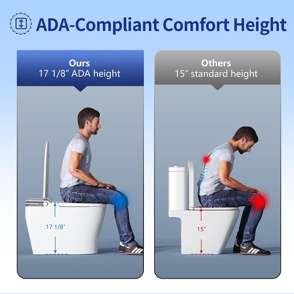 DeerValley Smart Toilet with Built-in Bidet, Auto Open/Close One Piece Toilet, 1000g MaP Auto Powerful Flush, Hot & Cold Bubble Spa Wash, Foam Shield, ADA Height, Built-in Pump for Low Water Pressure