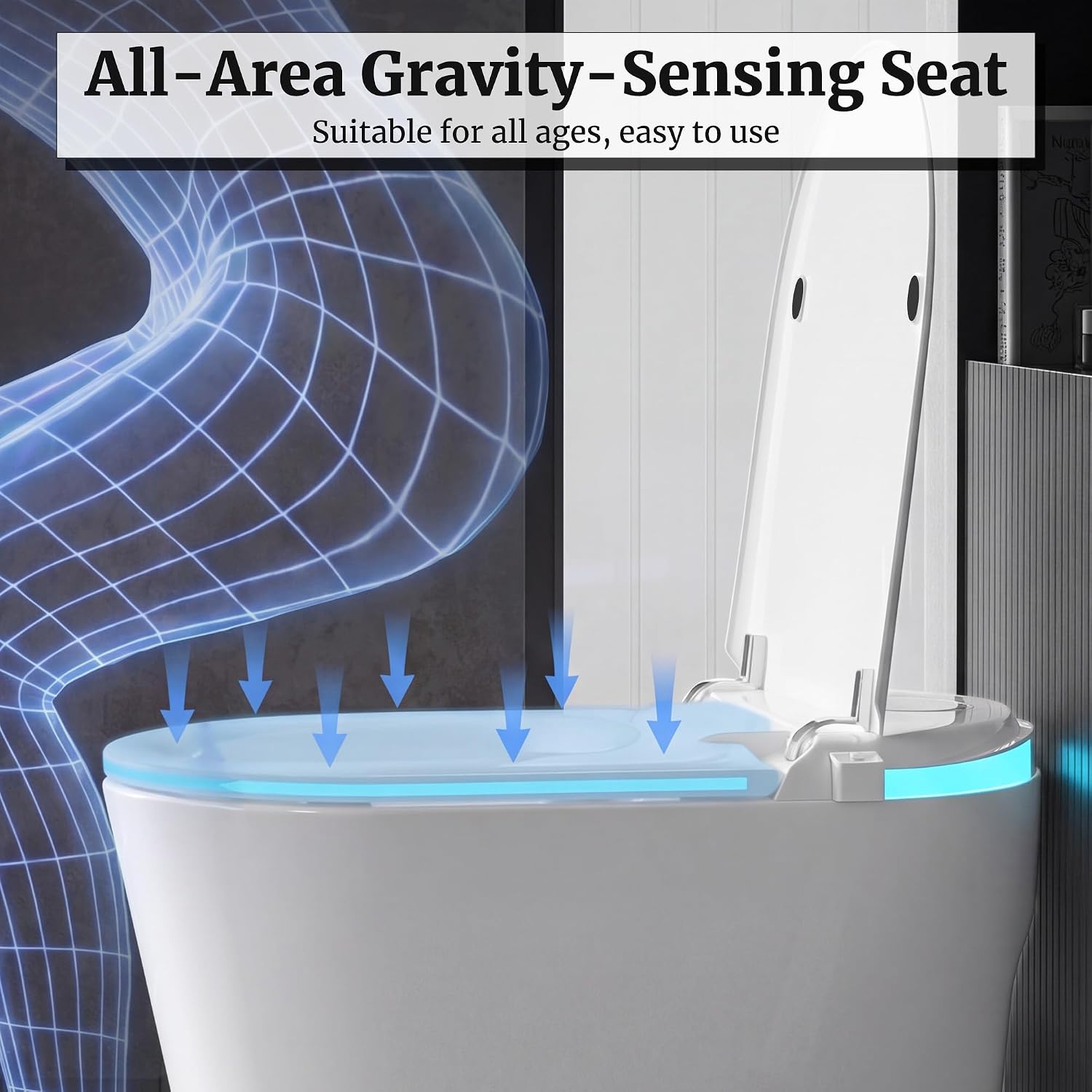 Smart Toilet with Tank, Electric Bidet Toilet with ADA Comfort Height Heated Seat, Auto Flush/Lid&Seat, Foot Sensor, UV-C light, Dryer One Piece Toilets with with Siphon Flush 1.28 GPF, MAP 1000g