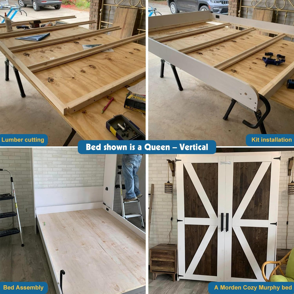 TOPOWN Queen Size Deluxe Murphy Bed Kit Queen Murphy Bed Kit Murphy Bed Hardware DIY Murphy Bed Kit Queen (Vertical)