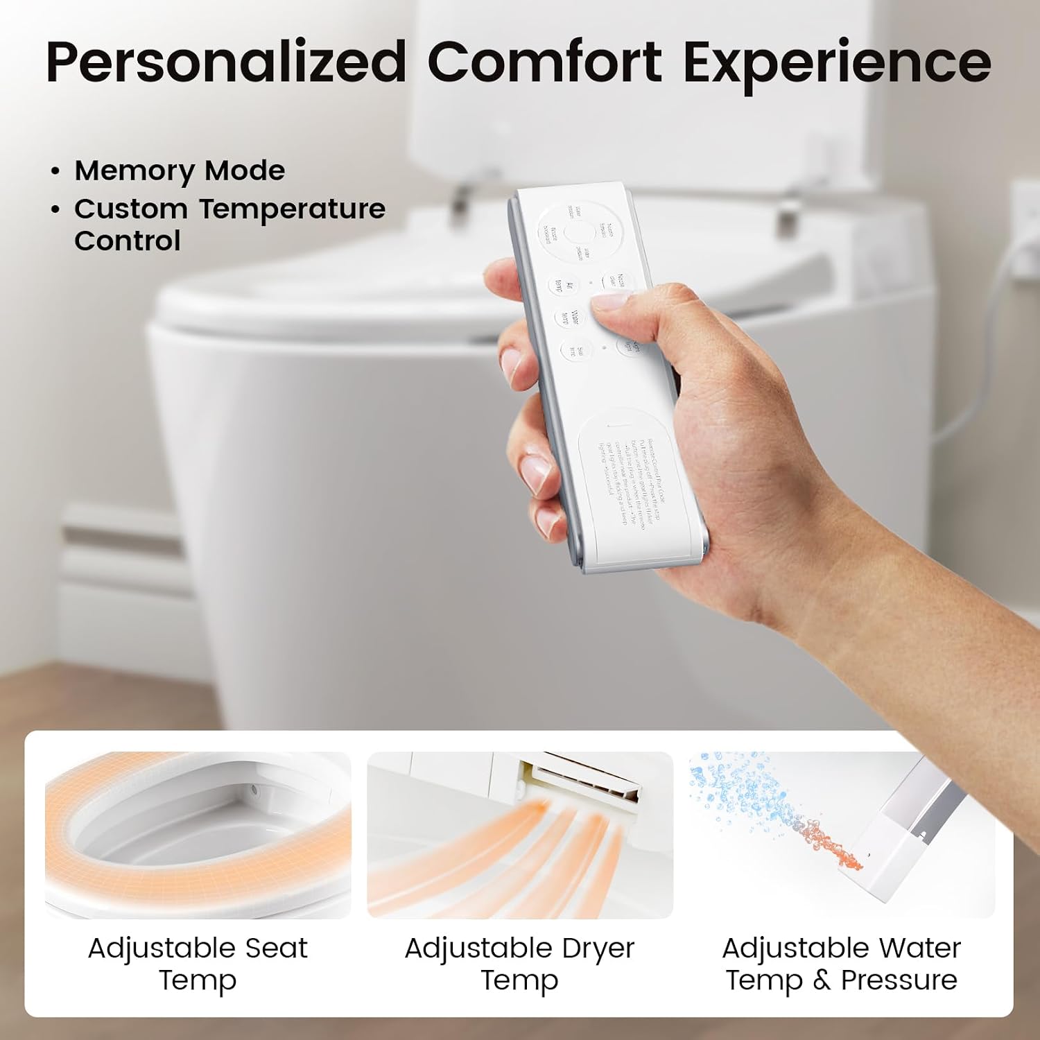 Smart Toilet With Built-in Bidet, Elongated Bidet Toilet, Instant Warm Water Wash, Auto Flush, Auto Open/Close, Heated Seat, Dryer, Night-Light, and Flush Capability During a Blackout - YA80