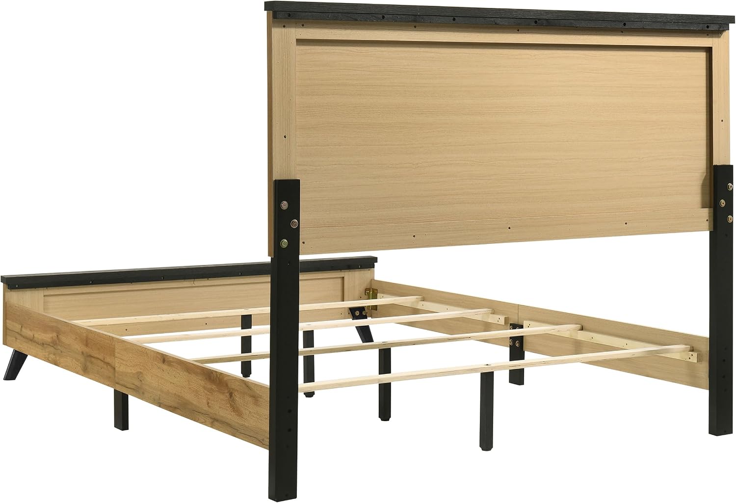 Coaster Home Furnishings Kaywood Mid-Century Modern 5-Piece Bedroom Set Eastern King Size Panel Bed Frame 52-inch Headboard Weathered Brown and Natural Pine 225001KE-S5