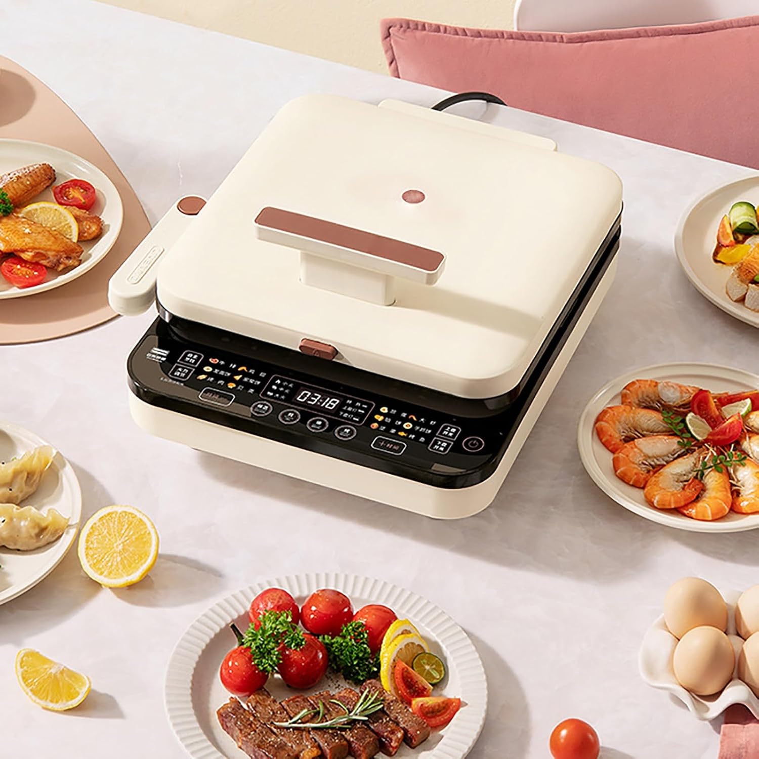 Electric Frying Pan, Electric Baking Pan, Double-Sided Electric Skillet, Non-Stick Coating, Removable, Easy to Clean