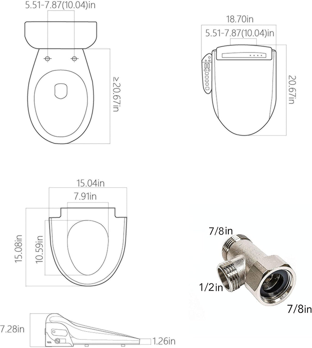 Empava Ultimate Advanced Electric Bidet Seats for Elongated Toilets in White Model 2020