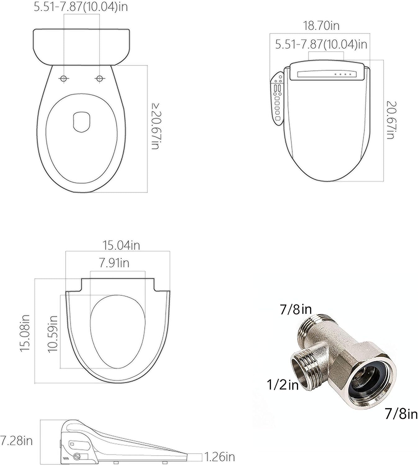 Empava Ultimate Advanced Electric Bidet Seats for Elongated Toilets in White Model 2020