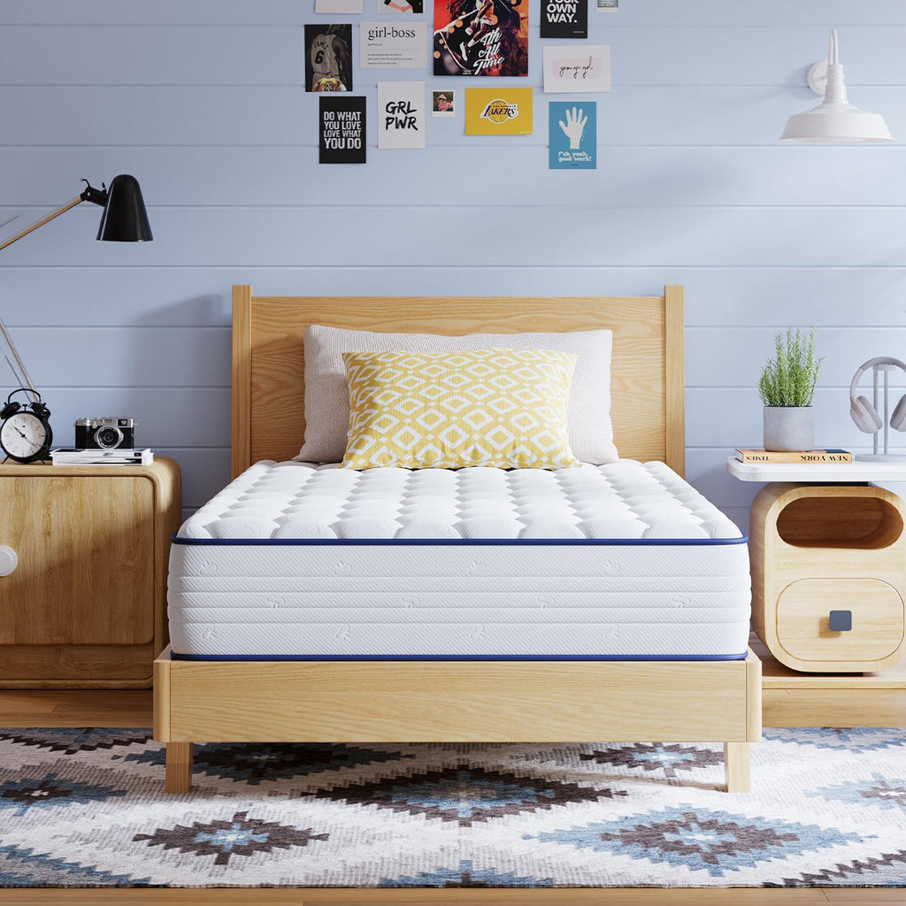 Avenco 6 Inch Twin Mattress for Deep Sleep, Twin Size Mattresses with Innerspring for Pressure Relief, Foam and Spring Hybrid Colchones Breathable Cover CertiPUR-US Certified Bed Mattress in a Box