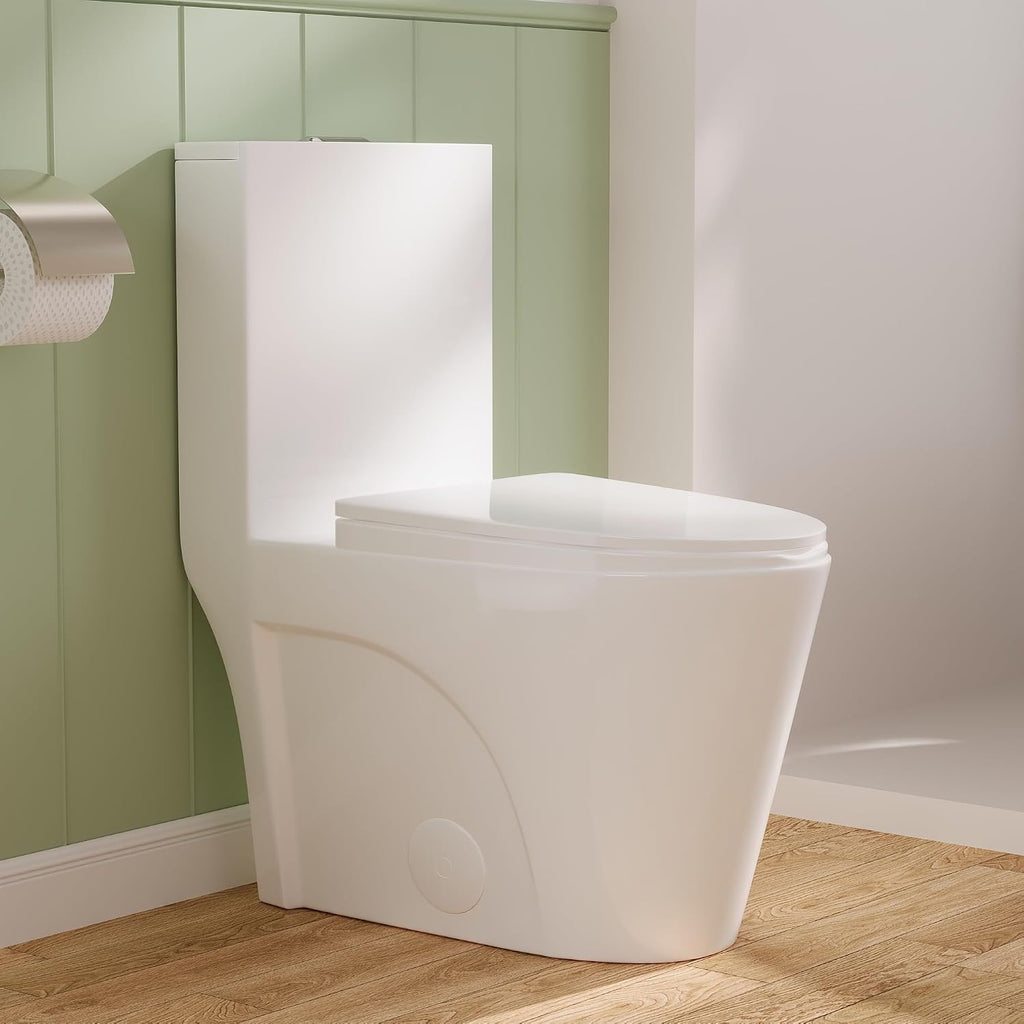 DeerValley Elongated One Piece Toilet with Comfortable Chair Seat Height, Dual Flush Toilet 1.1/1.6 GPF and 10' Rough-in Toilet Bowl DV-1F52102R