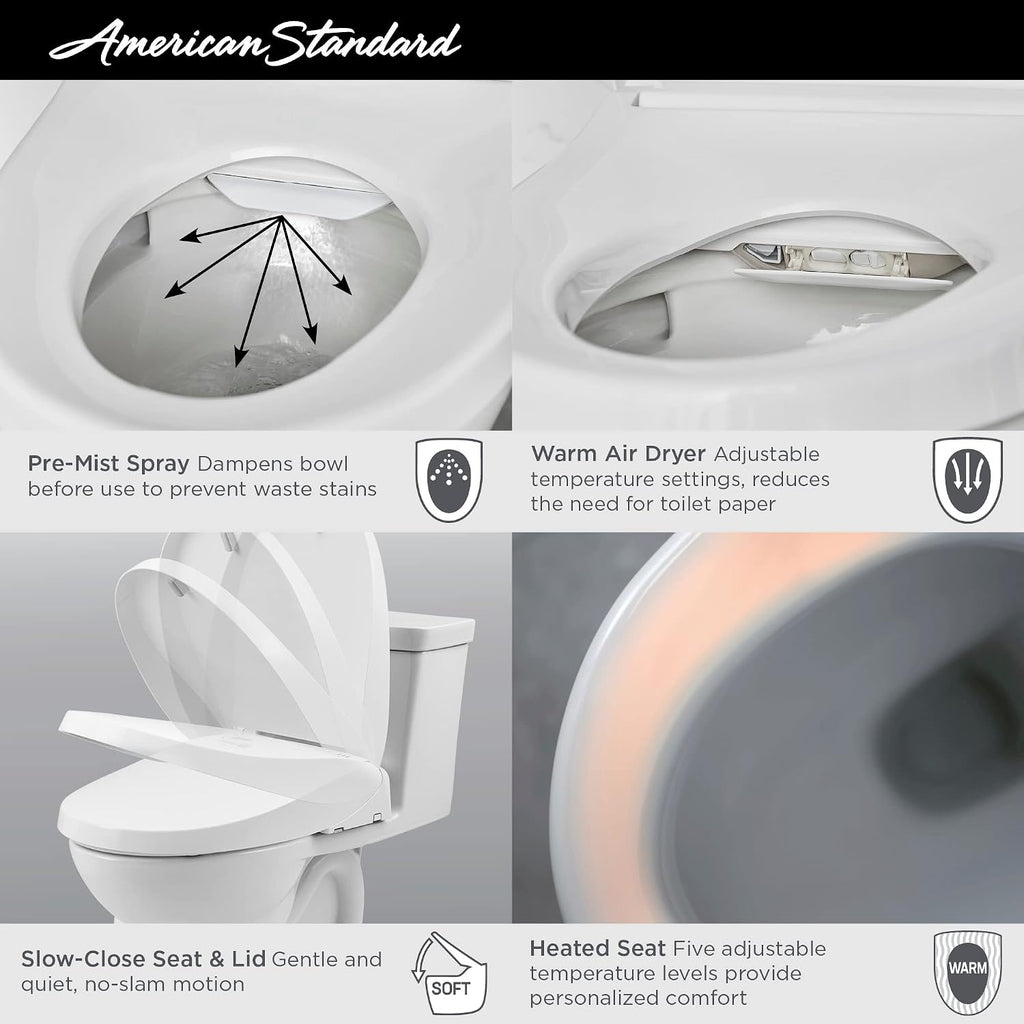 American Standard 8018A60GRC-020 Advanced Clean 3.0 SpaLet Electric Bidet Seat, Elongated, White