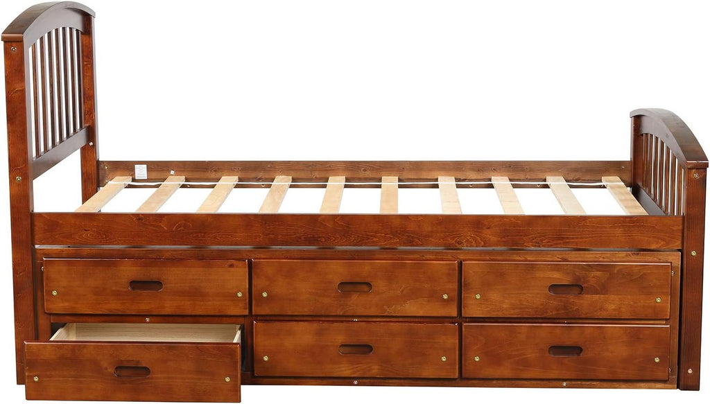 Merax Orisfur. Twin Size Platform Storage Bed Solid Wood Bed with 6 Drawers