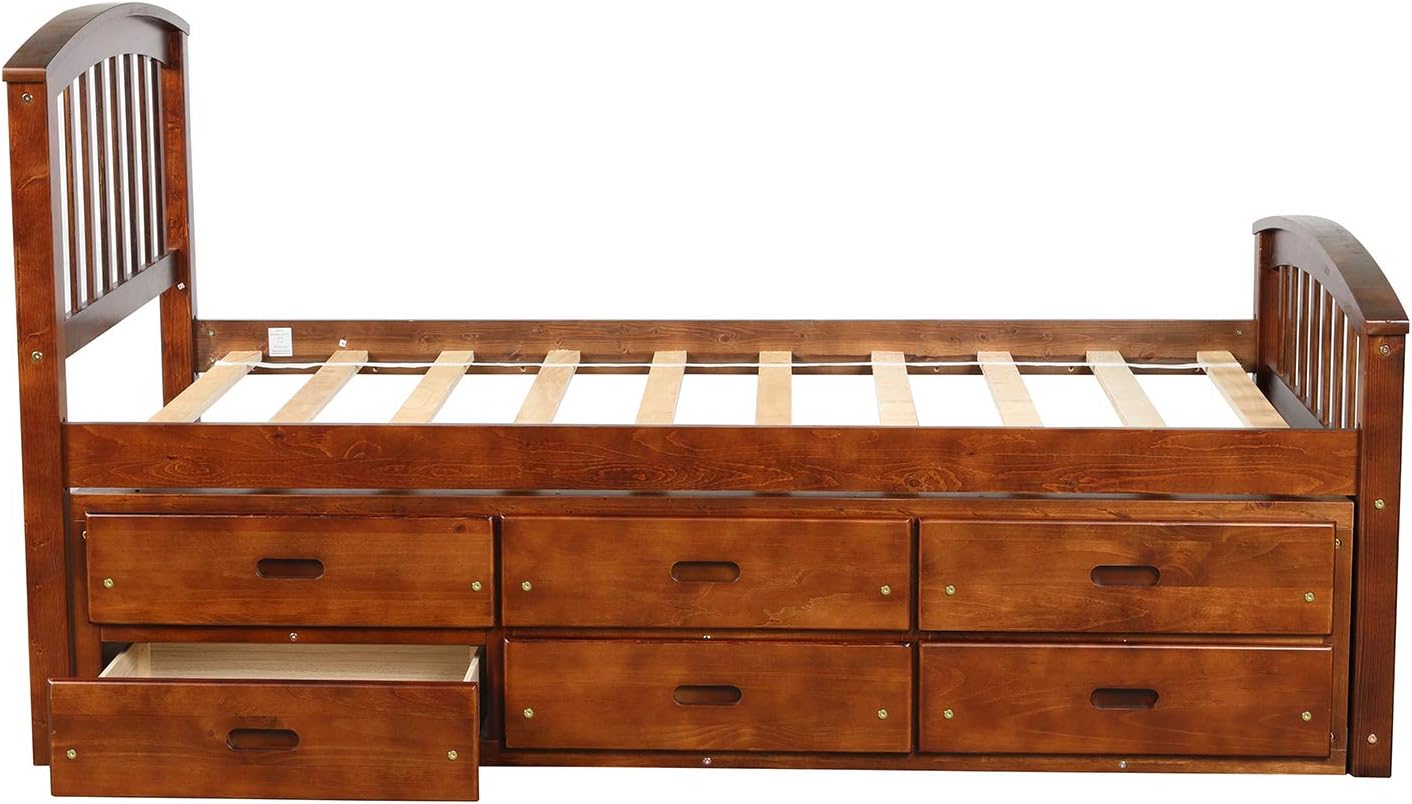 Merax Orisfur. Twin Size Platform Storage Bed Solid Wood Bed with 6 Drawers