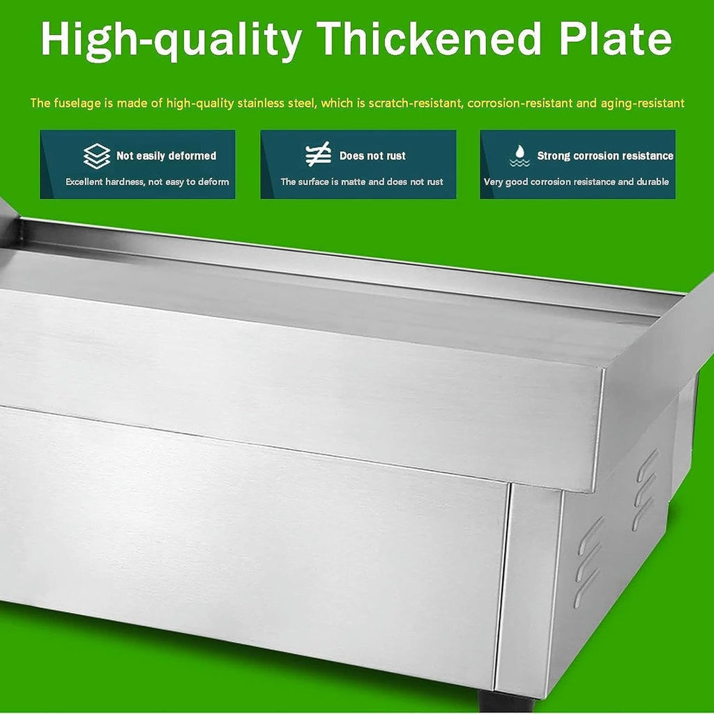 3000W Electric Griddle, Commercial Countertop Cooking Hot Plate BBQ Grill, 50-300℃ Adjustable Stainless Steel Teppanyaki for BBQ Cooking Steak, Pancakes