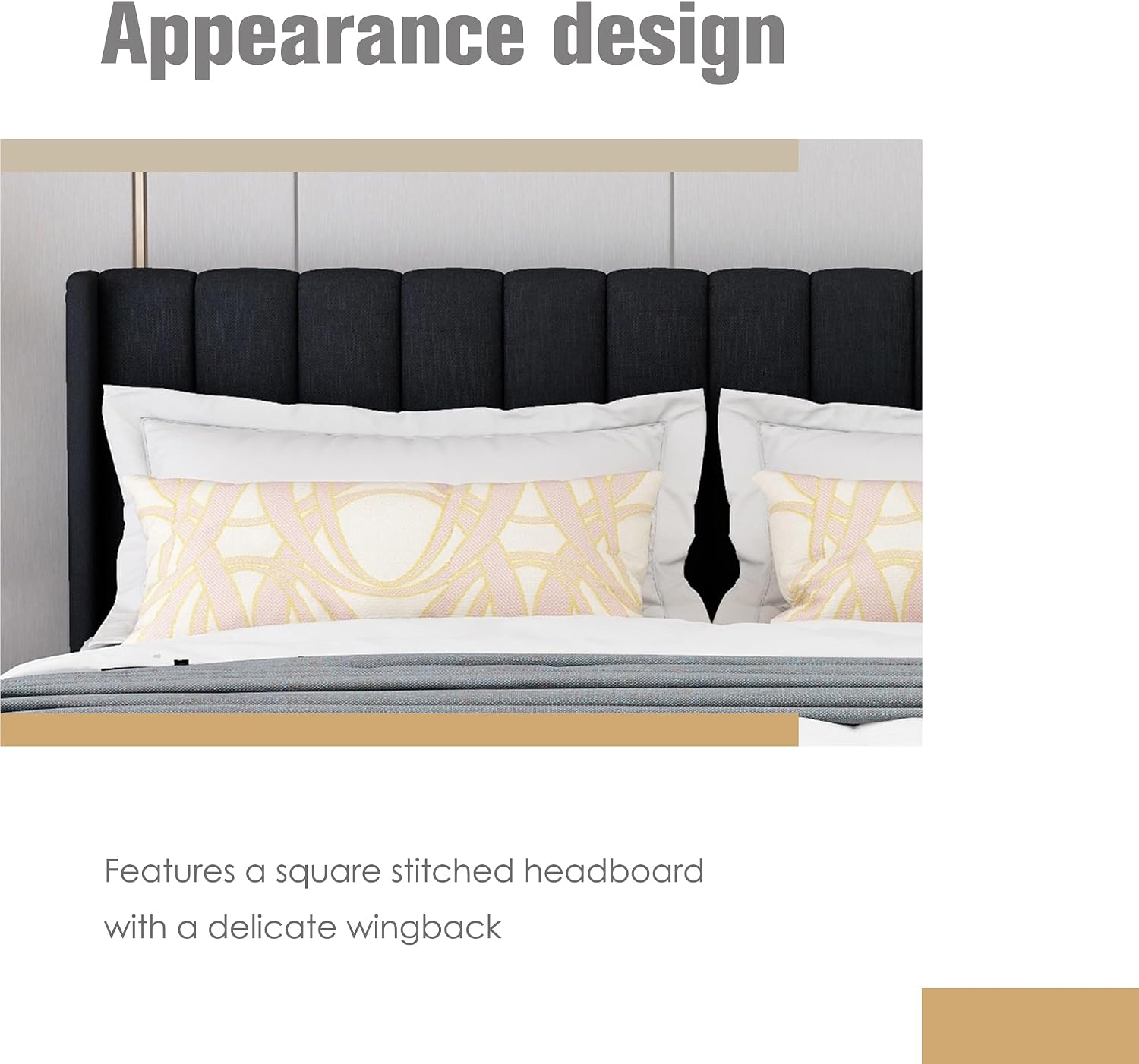 AGARTT Upholstered Platform Bed Frame King Size with Headboard and Footboard/Wooden Slats Support/No Box Spring Needed/Easy Assembly,Black Linen