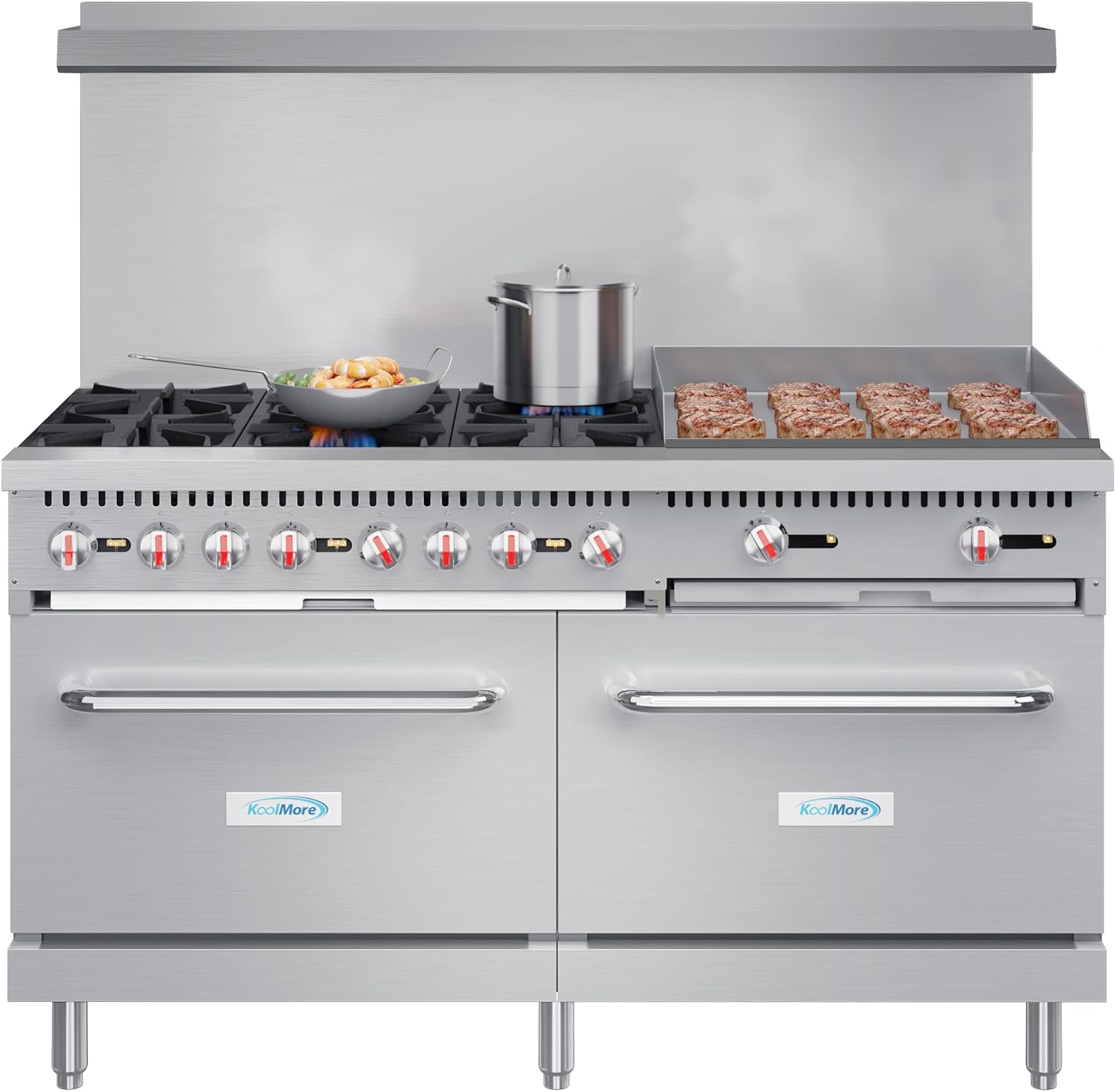 KoolMore 60 in. 6 Burner Commercial Natural Gas Range with 24 in. Griddle (KM-CRG60-NG)