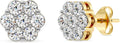 Gilded Lab-Grown Diamond 7 Stone Flower Earrings for Women in 925 Sterling Silver and 14KT Yellow Gold Plated Silver | Hypoallergenic Fine Jewelry | Hinged Closure | SI1 Clarity, F Color |1/4,1/2, 1,2 Carat Total Weight