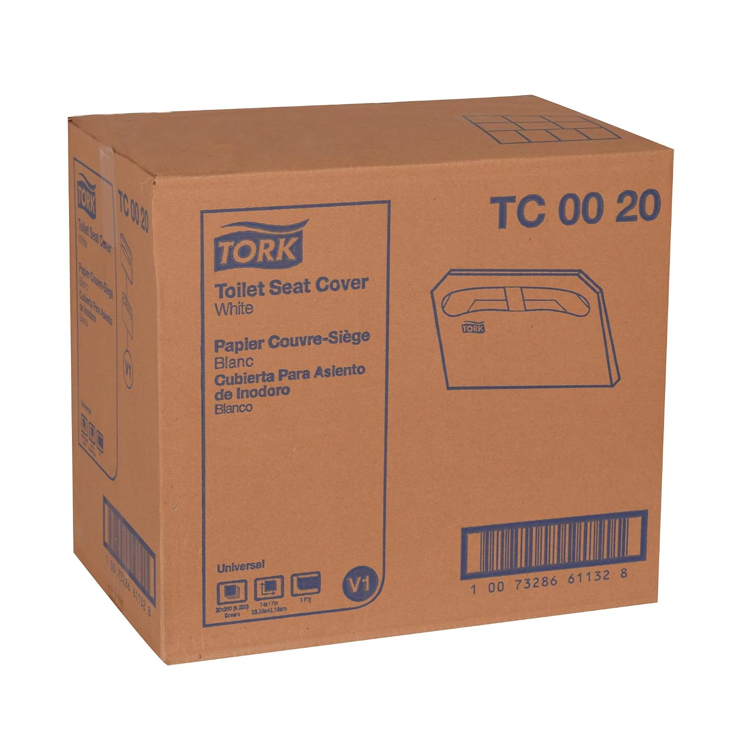 Tork Toilet Seat Cover White V1, Universal, 1/2 Fold, 20 x 250 Covers, TC0020