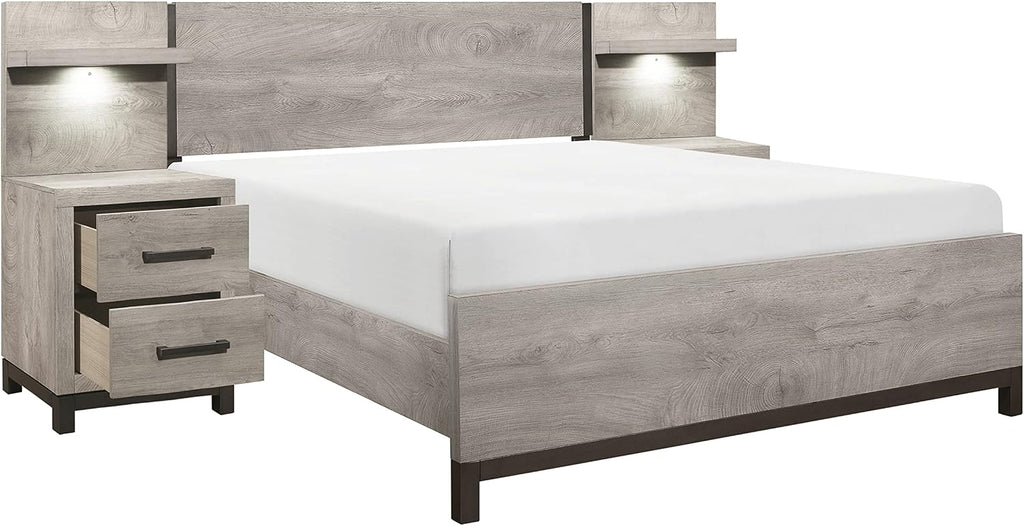 Lexicon Azalea 3-Piece Bedroom Set, Full, Light Gray/Gunmetal