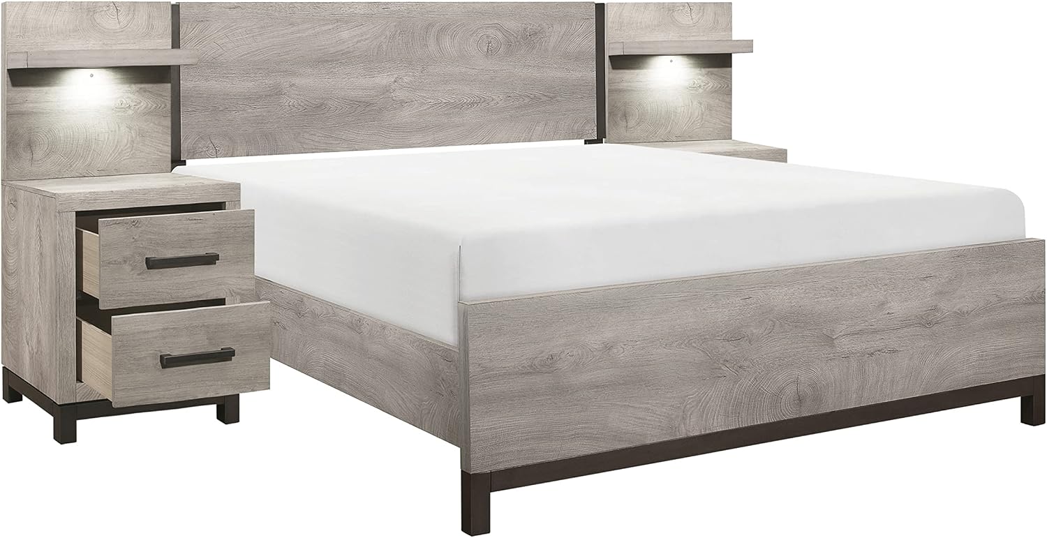 Lexicon Azalea 3-Piece Bedroom Set, Full, Light Gray/Gunmetal