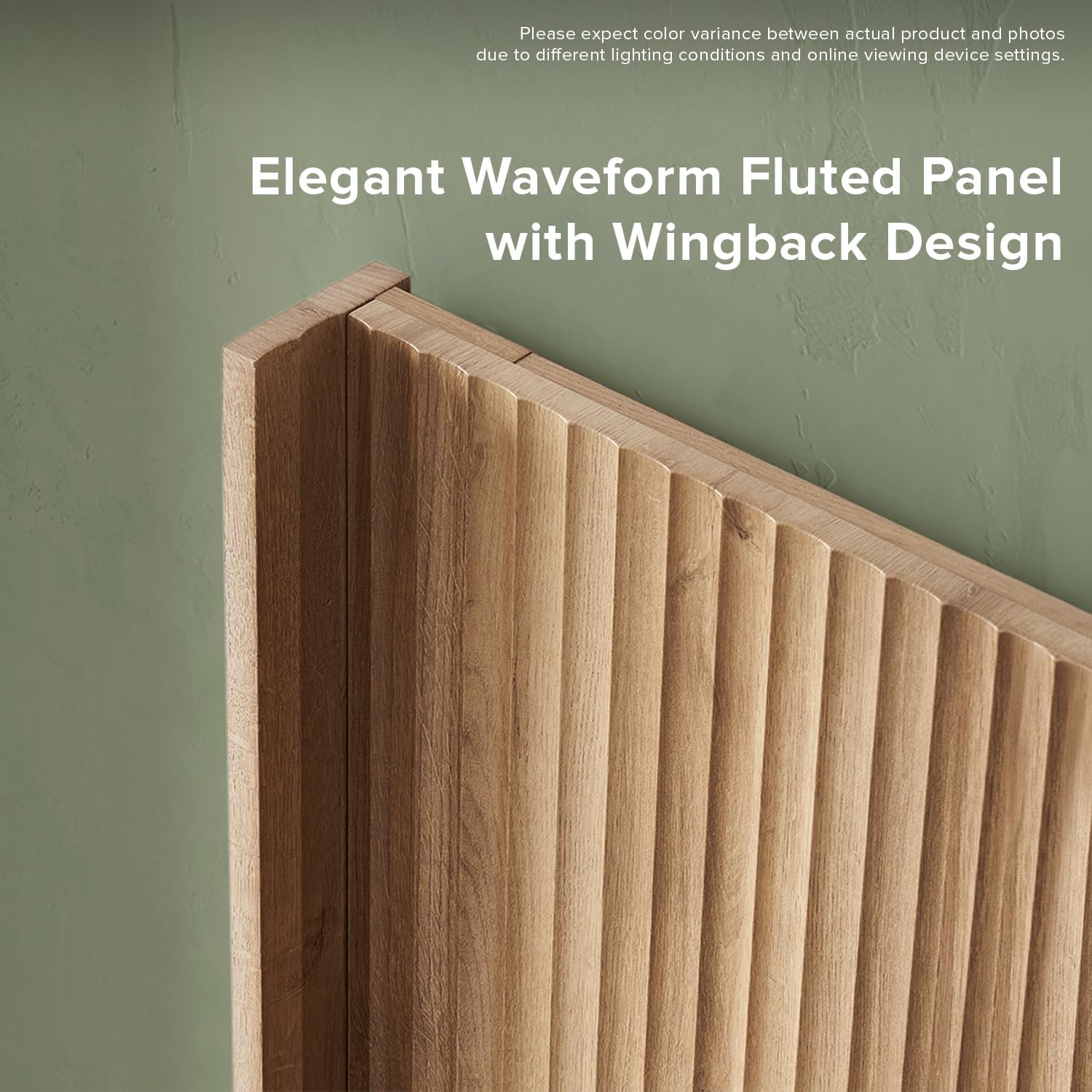 mopio Brooklyn Fluted Panel Wingback Headboard 80.8' - Wall Mount Headboard for King Bed, Modern Farmhouse Bedroom Decor, 4-Panel Assembly (Golden Oak, King)