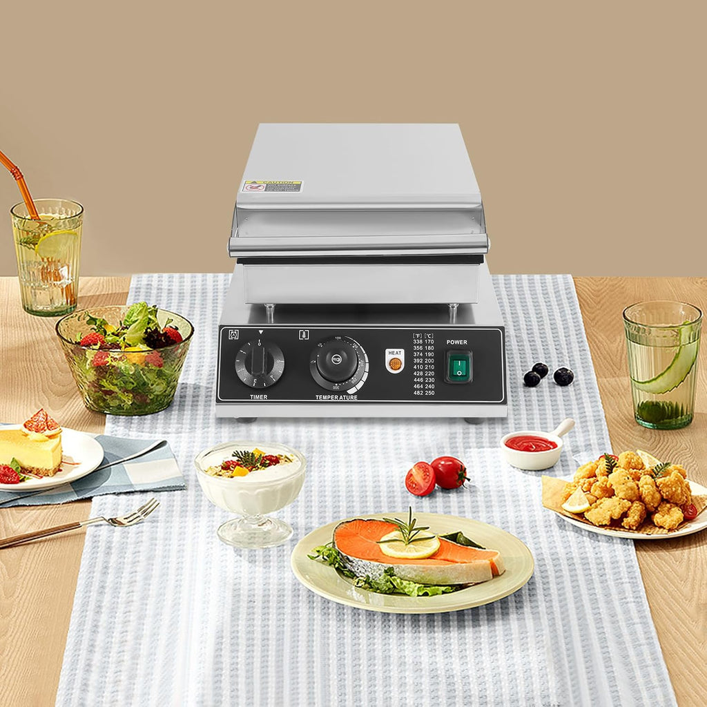Electric Ice Cream Cone Maker, 1750W Waffle Cone Machine with Temperature and Time Control, Stainless Steel Non-Stick Egg Roll Maker for bakeries Snack Shops Restaurants Schools Food Factories Etc