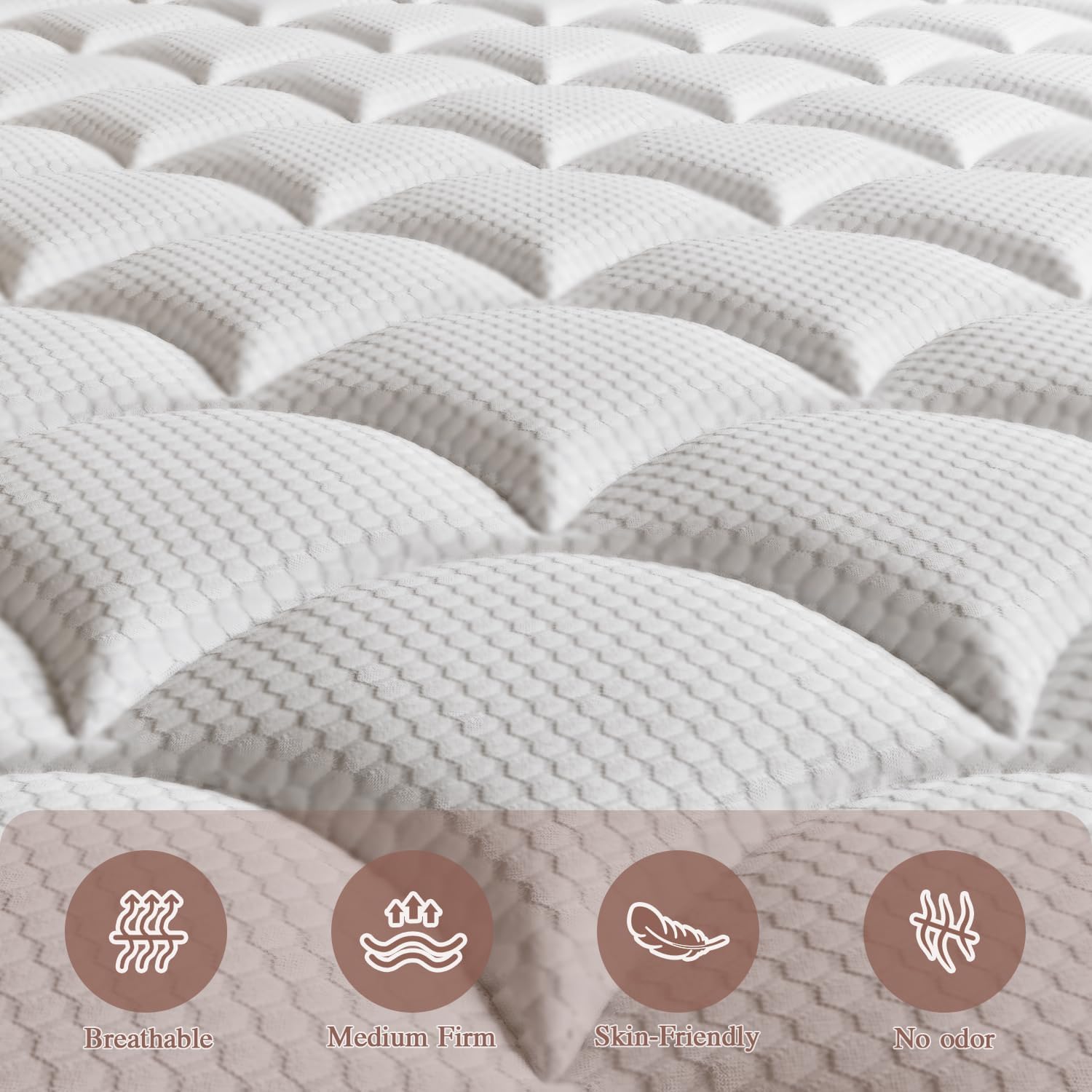 Gsleepee Full Size Mattress, 14 Inch Full Mattress in a Box, Innerspring Hybrid with Cooling Gel Memory Foam and Individually Wrapped Coils for Pressure Relief & Superior Support, Medium Firm