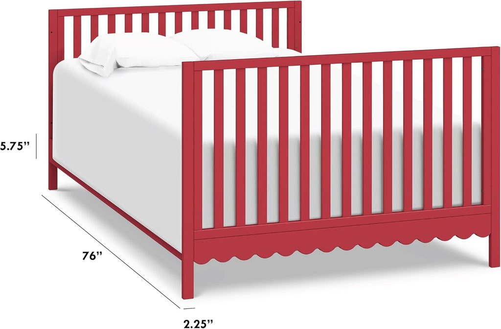 Davinci Hidden Hardware Twin/Full-Size Bed Conversion Kit (M5789) in Tomato Red