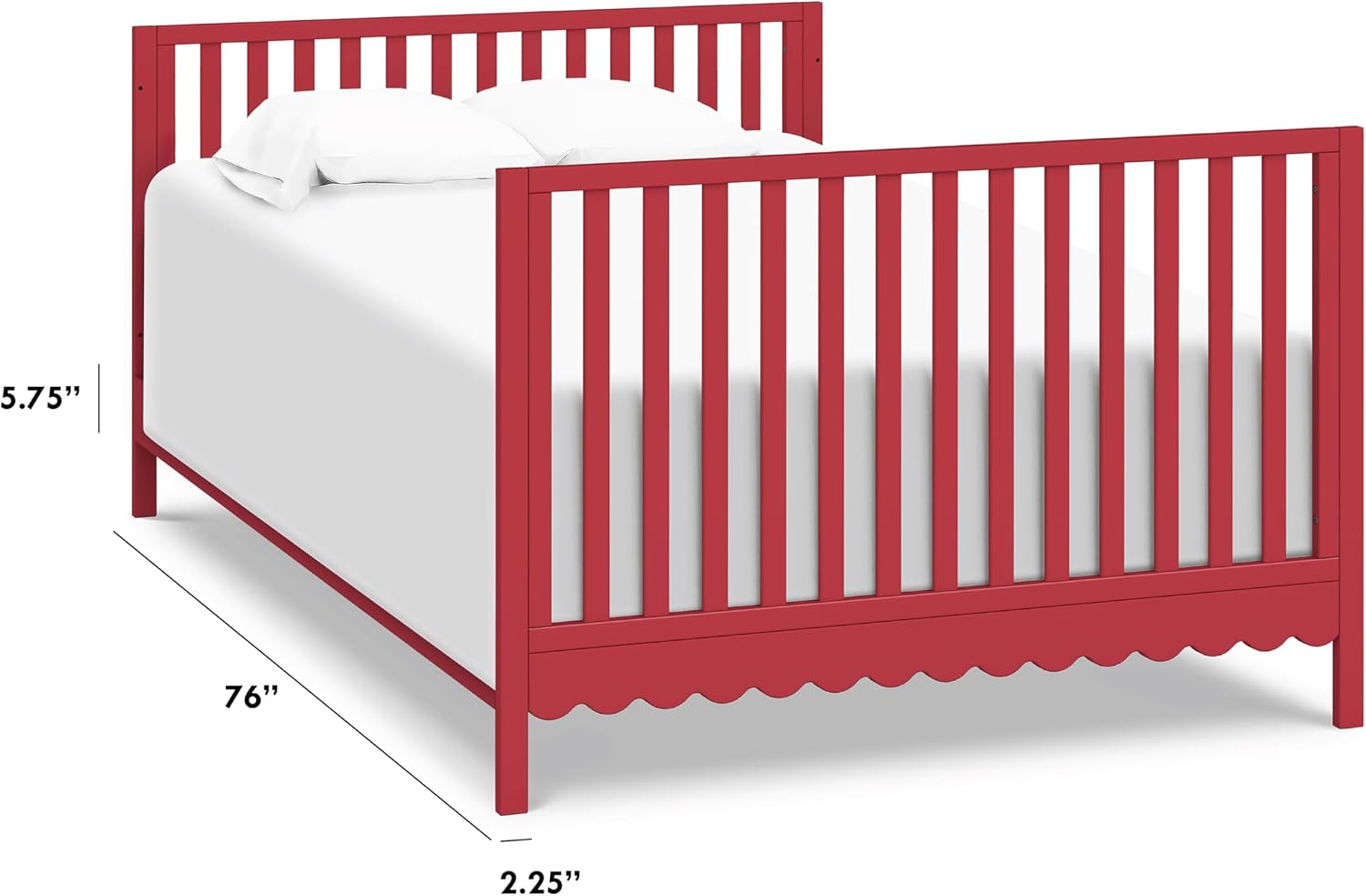 Davinci Hidden Hardware Twin/Full-Size Bed Conversion Kit (M5789) in Tomato Red