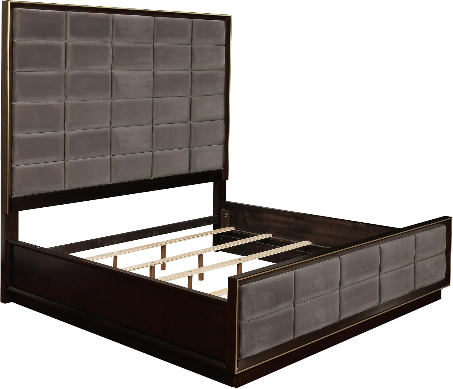 Coaster Home Furnishings - Durango - Wood - Upholstered Eastern King Panel Bed with Channel-Tufted Headboard and Rectangular Shape – Bedroom – Smoked Peppercorn - 223261KE