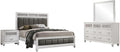 Coaster Home Furnishings Barzini Modern Classic 4-Piece Bedroom Set Leatherette Upholstered Eastern King Size Panel Bed Frame 56-inch Headboard White 205891KE-S4