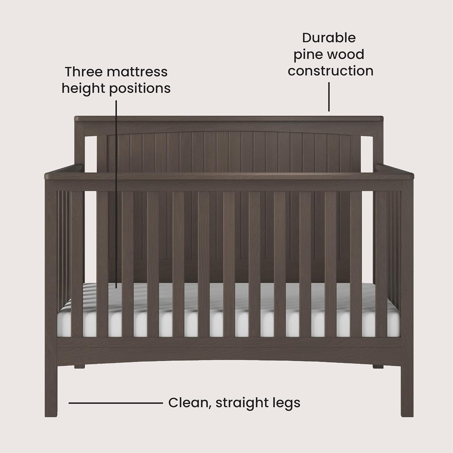 Child Craft Scout 4-in-1 Convertible Baby Crib Nursery Furniture Set - Baby Bed, Dresser with Changing Table Topper, Glider Chair, and Toy Box for Babies, Toddlers and Kids (4 Piece - Dapper Gray)