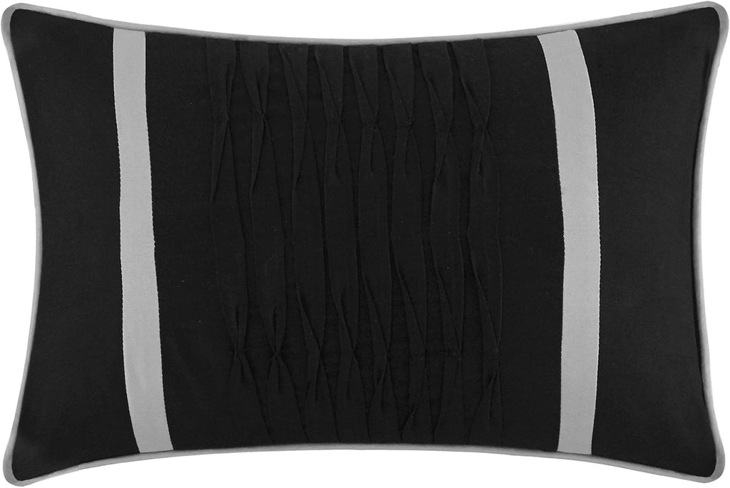 Chic Home Black Bed in a Bag Comforter Set, Queen Size (10 Pieces), Ayelet - Color Block Stripes Premium Microfiber Bedding - Comforter, Flat & Fitted Sheets, Shams, Pillowcases & Decorative Pillows