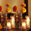 PHOSPHOR 24 Pcs Hurricane Candle Holders for Pillar Candle 6'', 8'', 10'' Tall Glass Cylinder Centerpieces Vases Floral