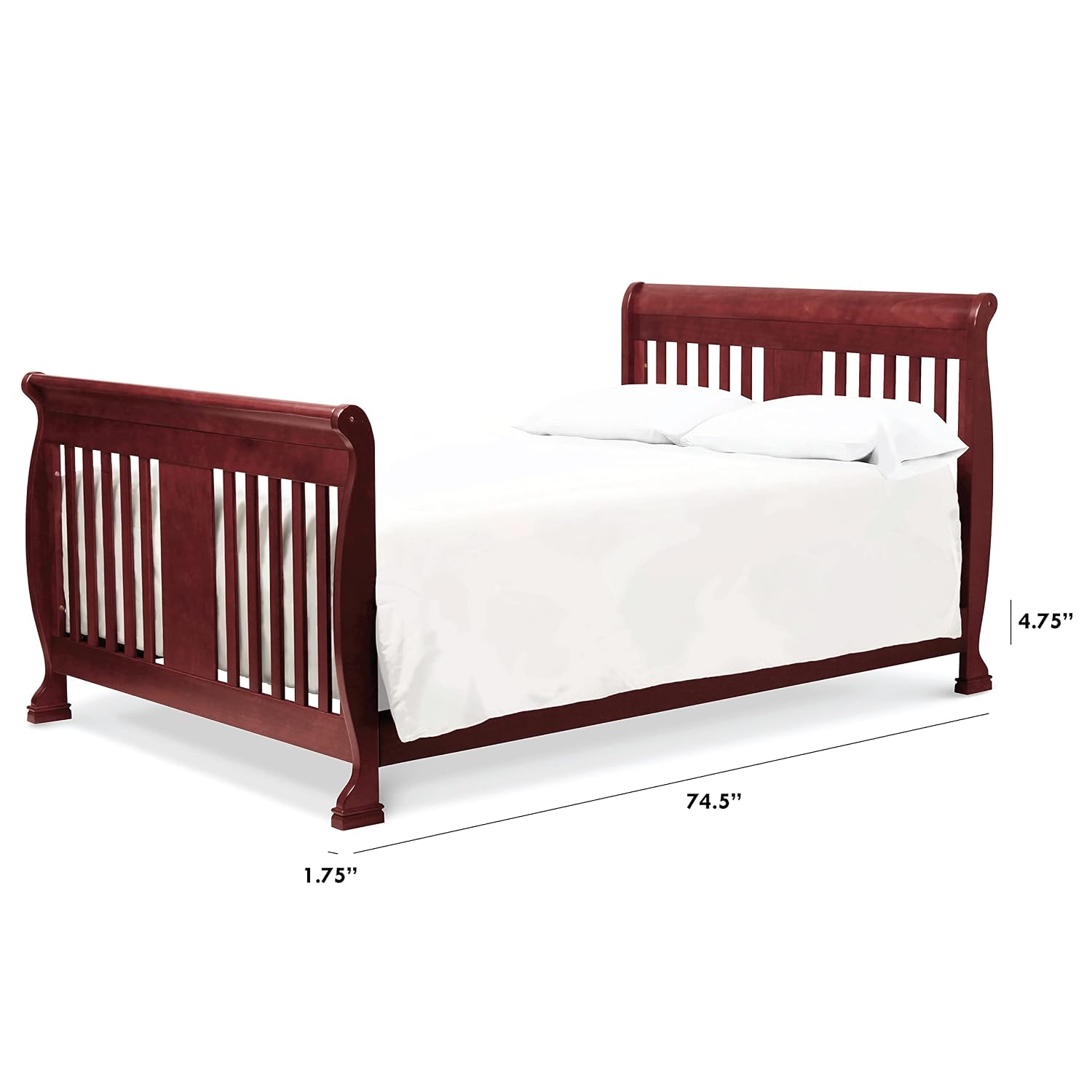 DaVinci Hidden Hardware Twin/Full-Size Bed Conversion Kit (M5789) in Rich Cherry