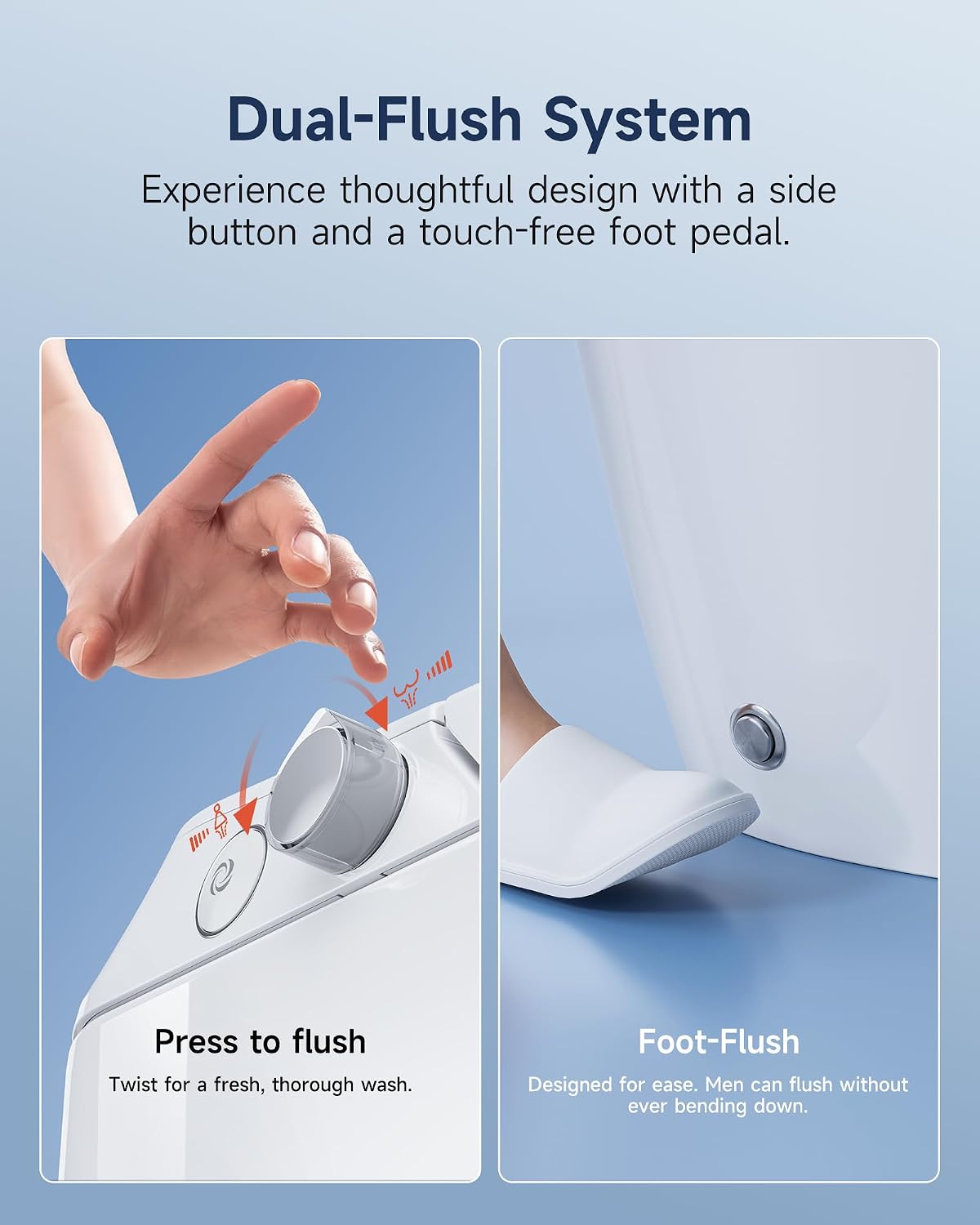 HOROW HR-T30 Non-Electric Bidet Toilet, Tankless Toilet with ADA Chair Height, 1.0GPF and Powerful Flush, Skirted One Piece Toilet for Bathroom, 12' Rough in