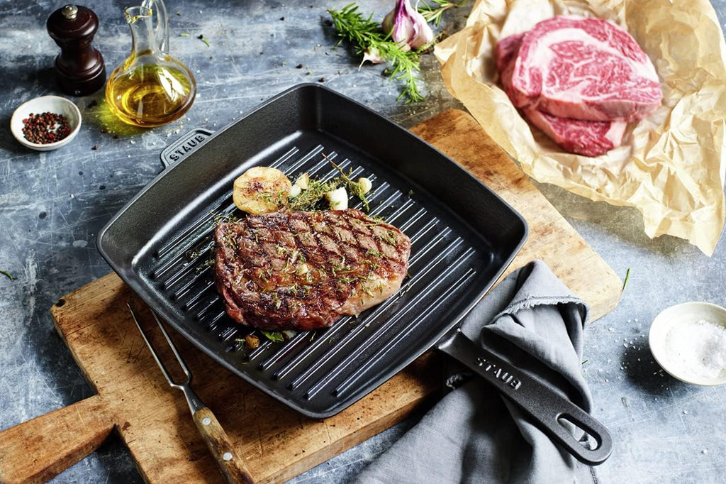 STAUB Cast Iron 12-inch Square Grill Pan - Matte Black