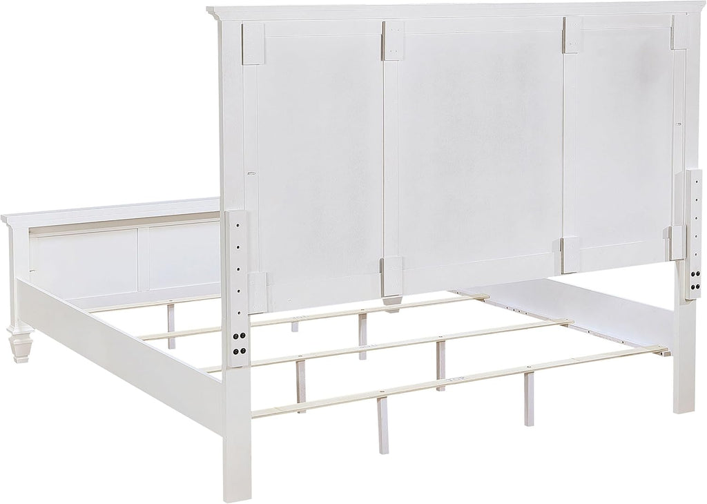 Coaster Home Furnishings Sandy Beach Coastal 4-Piece Bedroom Set Eastern King Size Panel Bed Frame 63-inch Headboard Cream White 201301KEN-S4