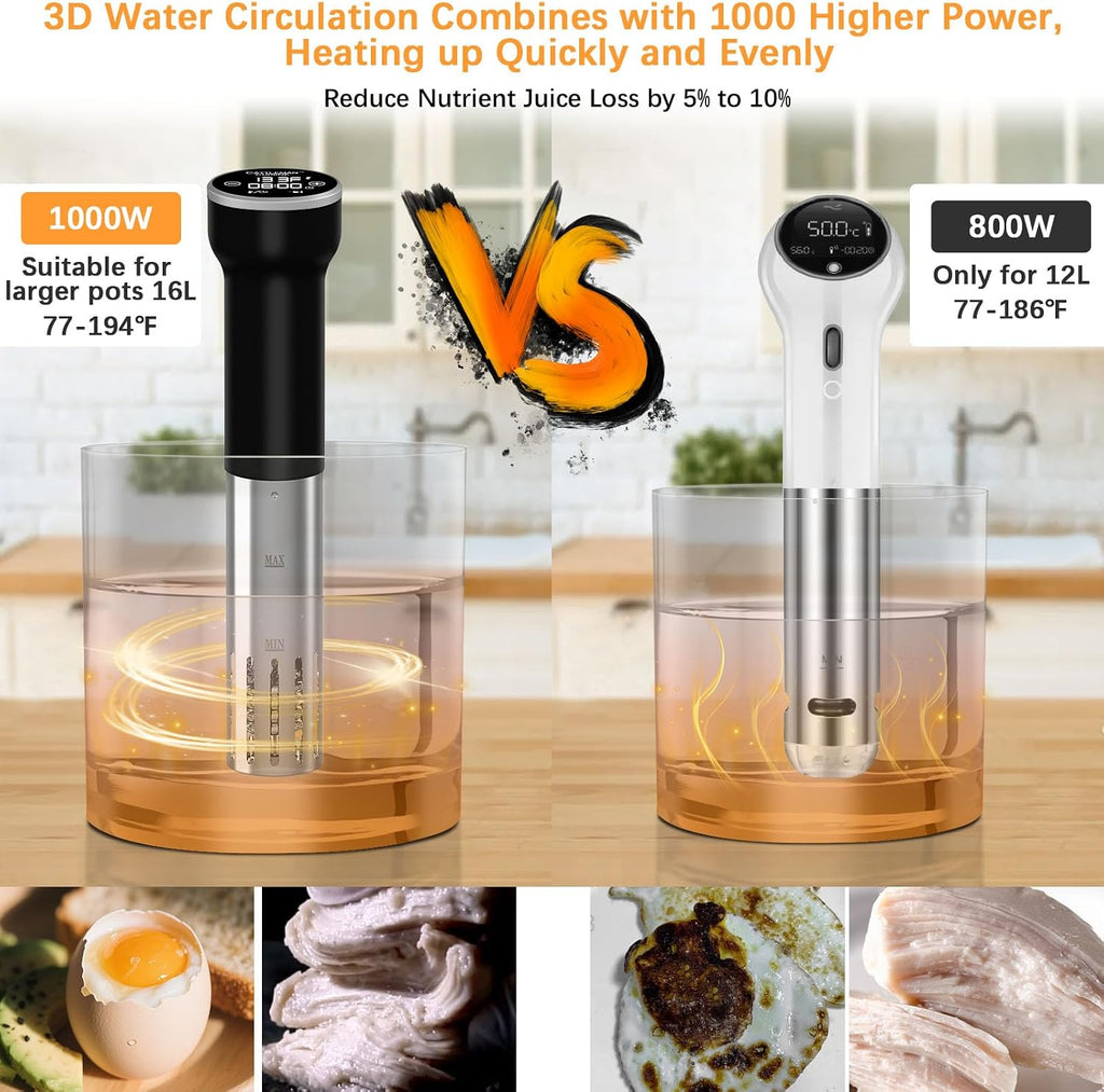 Sous Vide Machines Wi-Fi & 5 in 1 Smokeless Indoor Grill & Griddle with Meat Thermometer, PFAS Free Ceramic Nonstick
