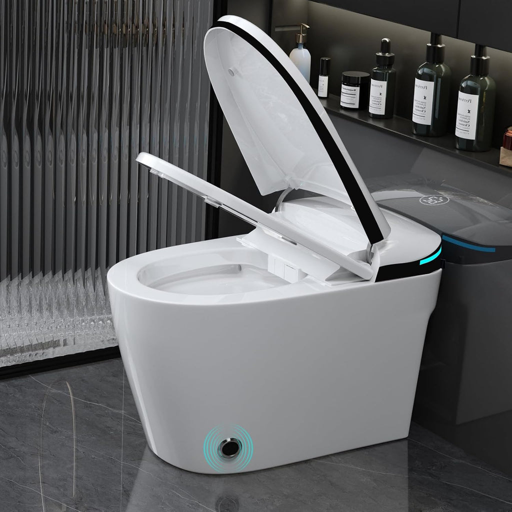 WinZo Tankless Smart Toilet With Bidet Built In, One-piece Bidet Toilet, Auto Flush, Auto Open & Auto Close,Heated Seat, Warm Water and Dry,Foor Sensor/Remote Control