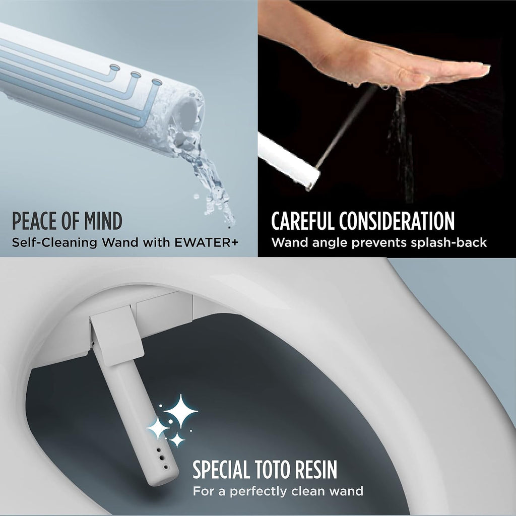 TOTO Drake Two-Piece Elongated 1.6 GPF TORNADO FLUSH Toilet with CEFIONTECT and SoftClose Seat, WASHLET+ Ready, Cotton White - MS776124CSG#01