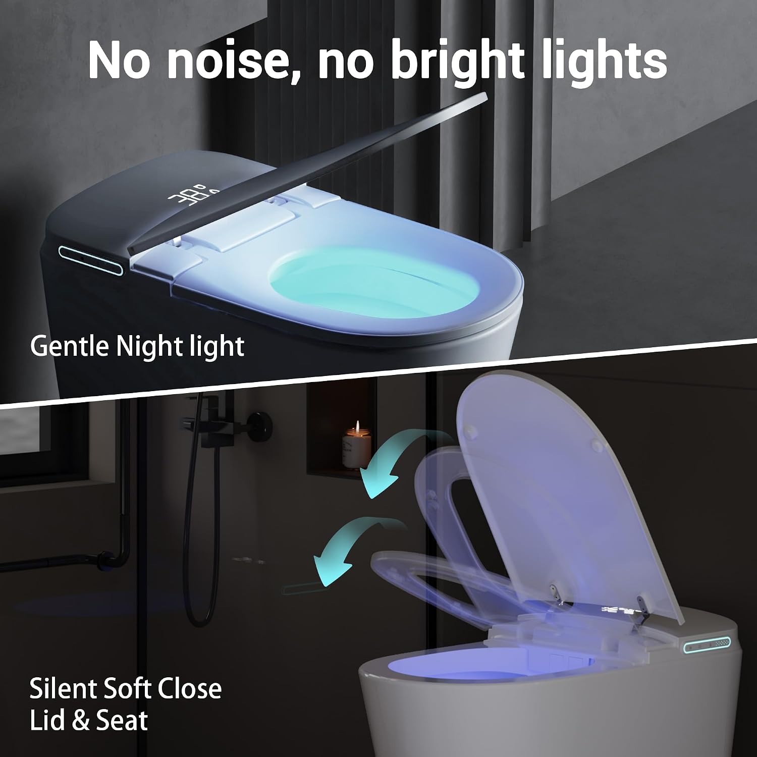 Smart Toilet with Bidet Built in, Modern Tankless Toilet for Bathroom with Heated Seat and Night Light, One Piece Toilets with Soft Close, Dryer, Foot Sensor, Auto Lid&Seat/Dual Auto Flush