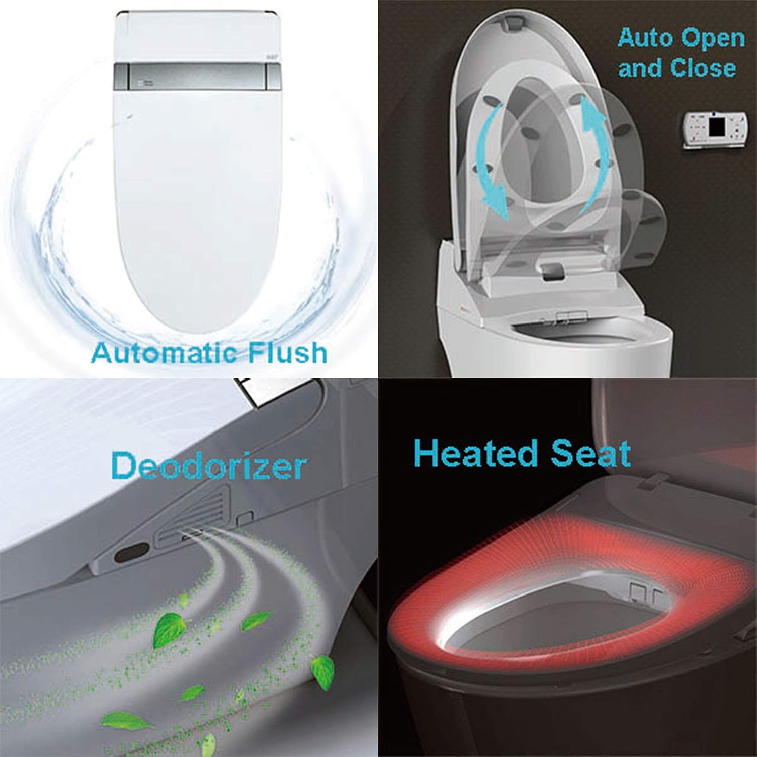 WOODBRIDGE B0960S Auto Flush, Auto Open & Auto Close, 1.28 GPF Single Flush Toilet with Smart Toilet Seat and Wireless Remote Control, Chair Height